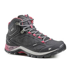 Women's waterproof walking boots - MH500 mid - Grey/Pink
