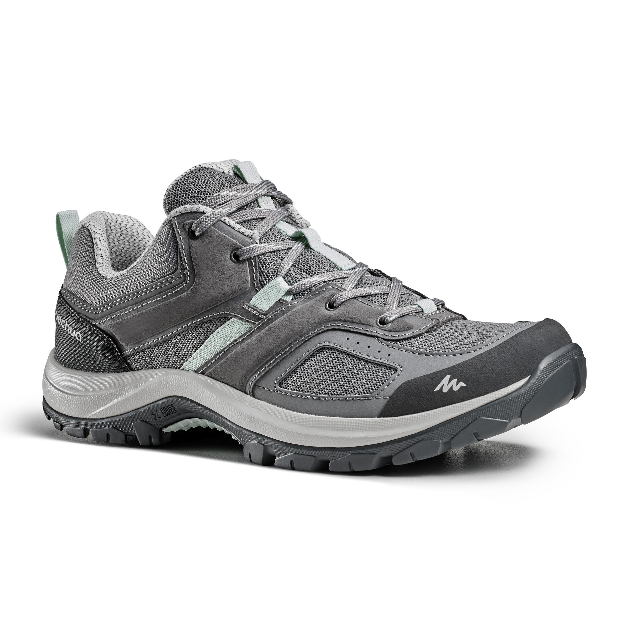 Chaussures de randonnée femme – MH 100 gris/vert - QUECHUA