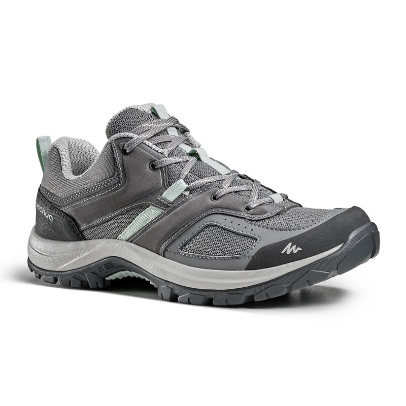 Chaussures de randonnée montagne - MH100 gris/vert- Femme