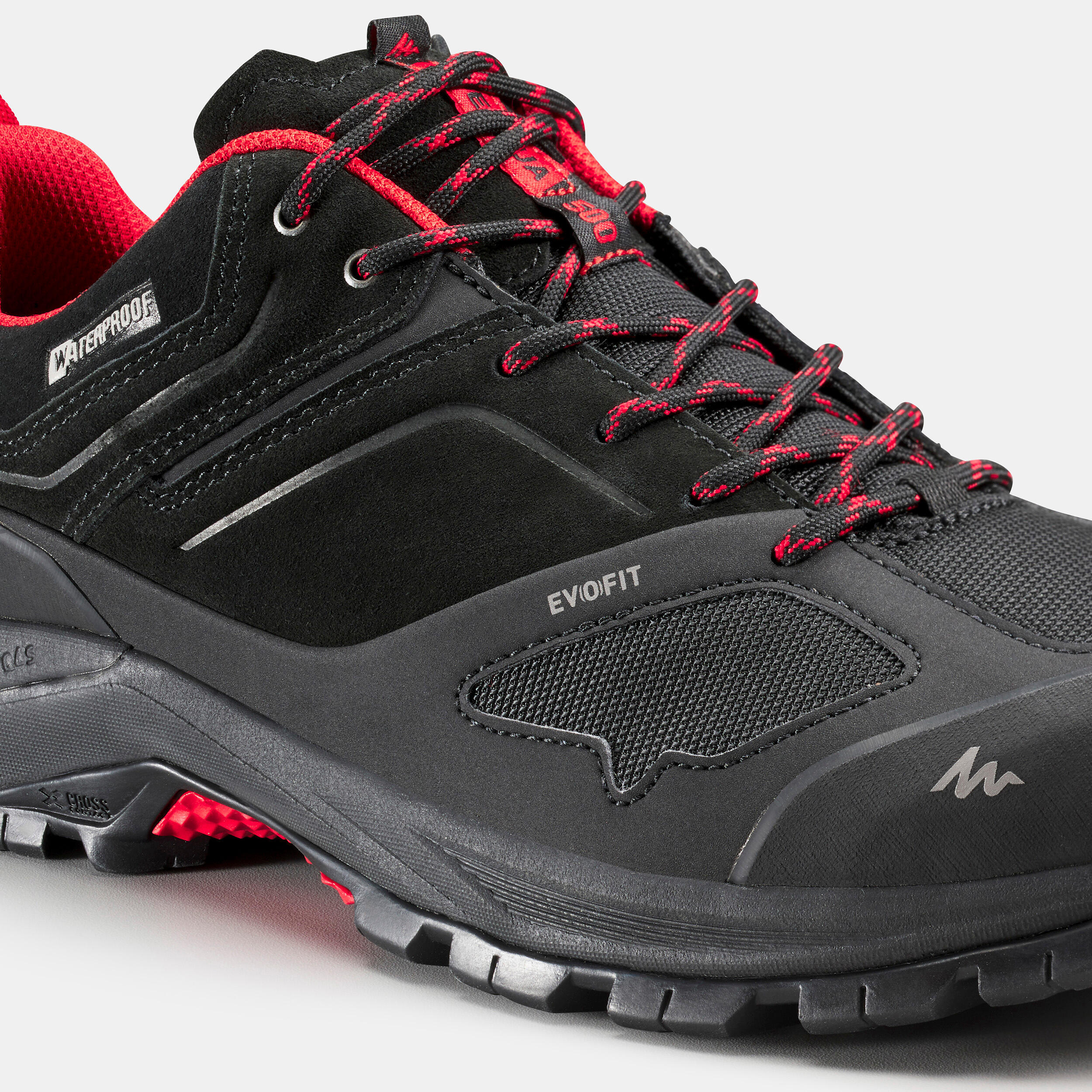 Men's waterproof mountain hiking shoes - MH500 - Black/Red 5/6