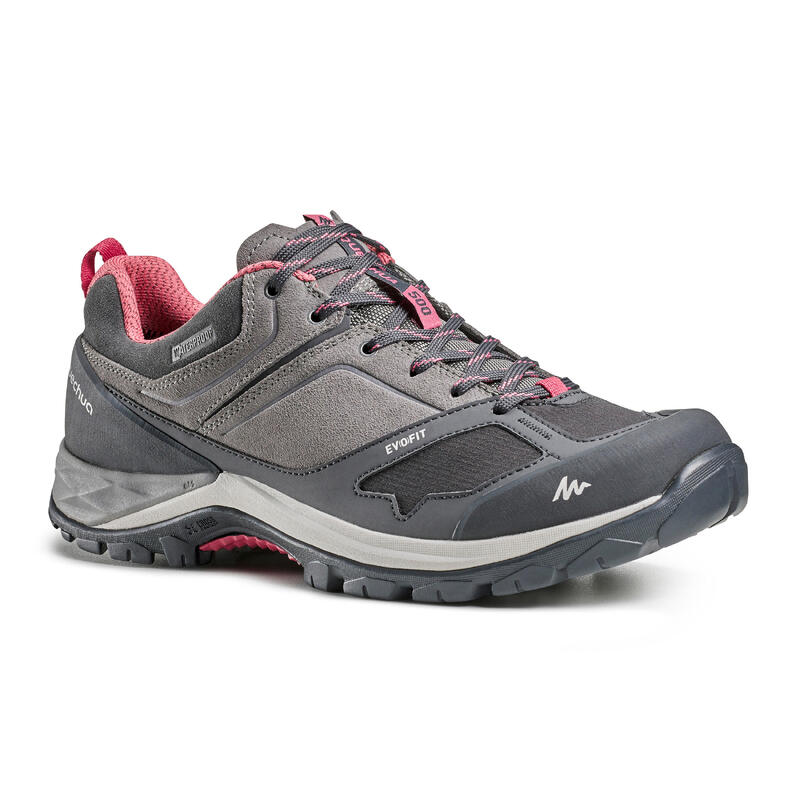 Waterdichte schoenen voor bergwandelen dames MH500 grijs/roze