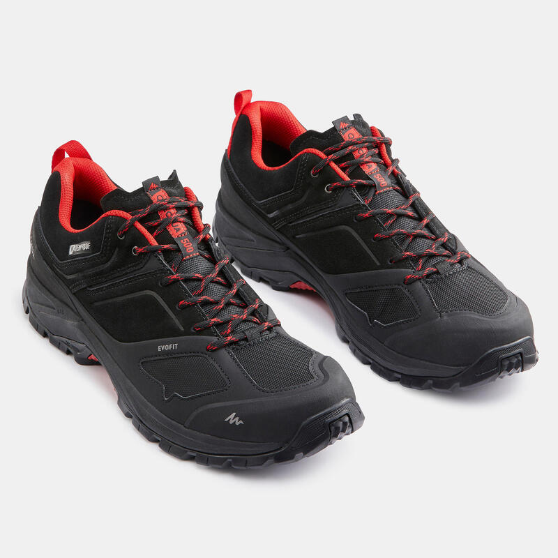 Calçado impermeável de caminhada na montanha - MH500 Homem - Preto/Vermelho