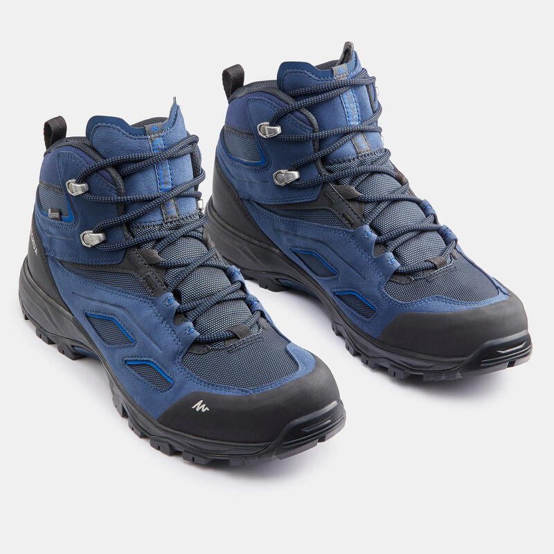 Wanderschuhe Herren halbhoch wasserdicht Bergwandern - MH100 blau/schwarz 