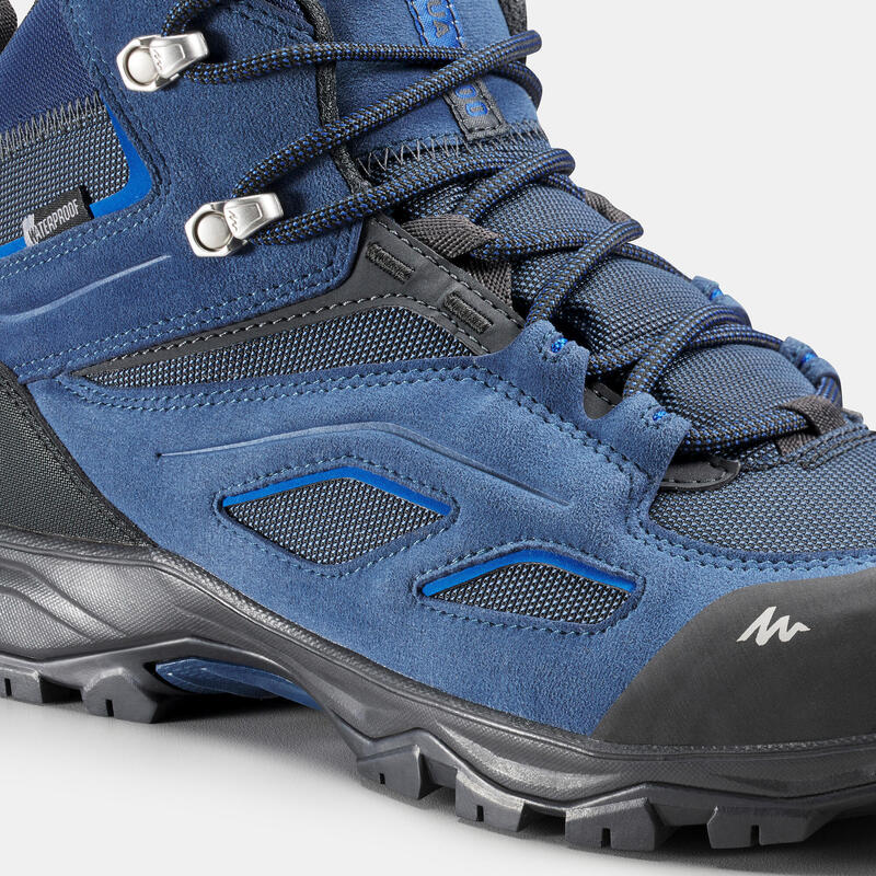 Wanderschuhe Herren halbhoch wasserdicht Bergwandern - MH100 blau/schwarz 