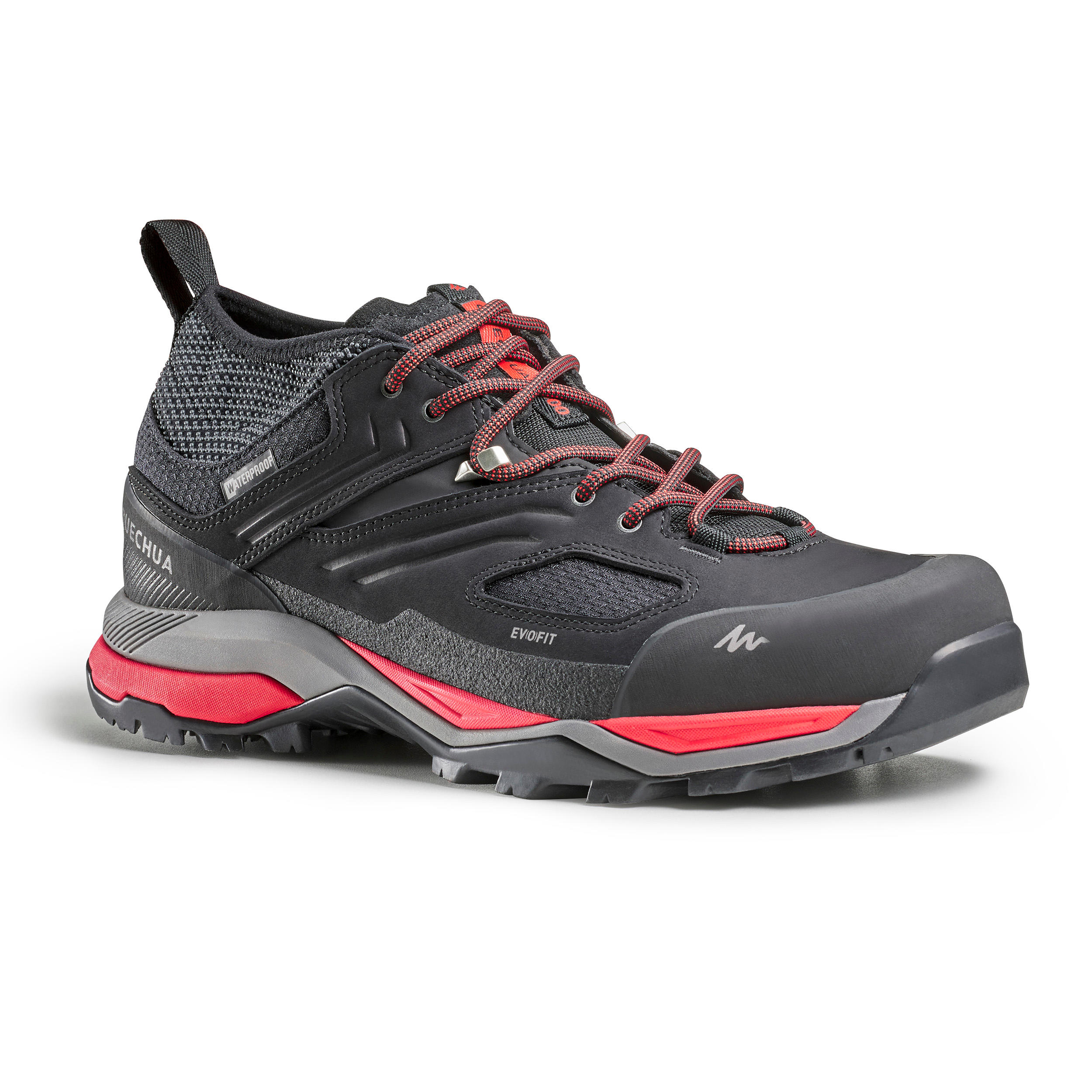 QUECHUA Men's waterproof mountain hiking shoes - MH900 - Black/Red