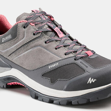 Sivo-roze ženske vodootporne cipele za planinarenje MH500