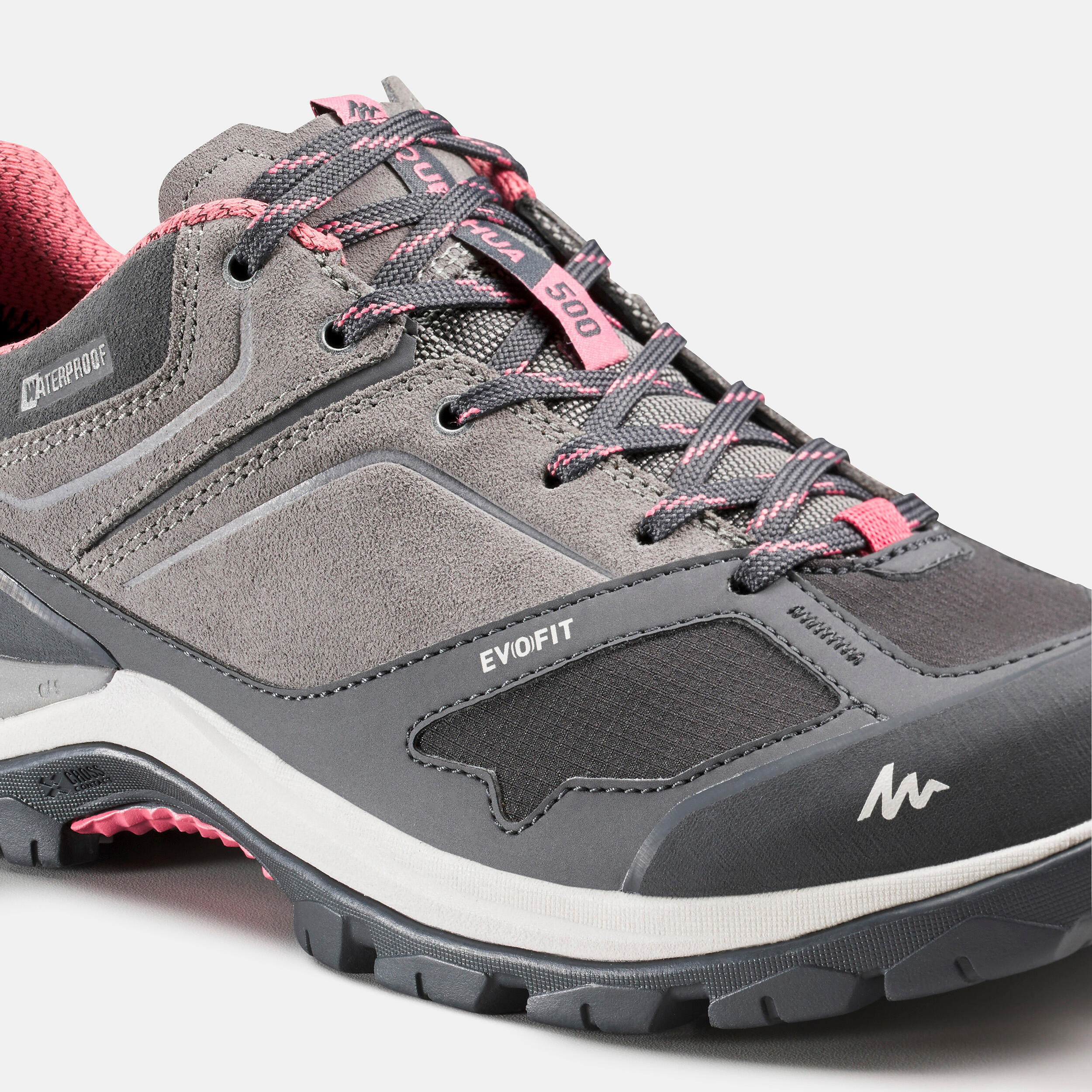 Women's Mountain Walking Waterproof Shoes - MH500 - pink/grey 7/7
