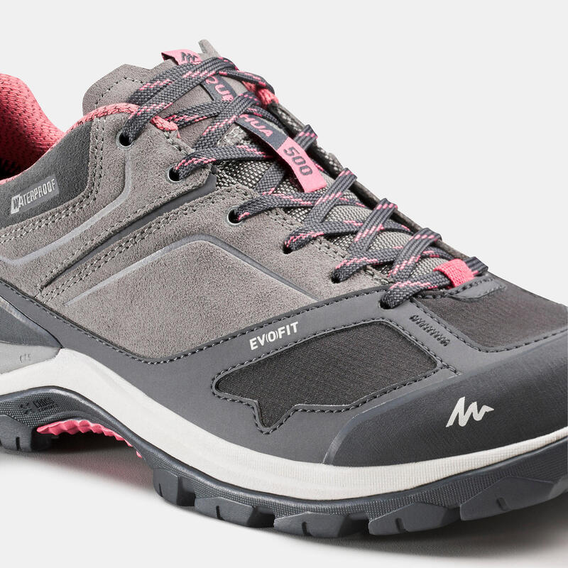 Chaussures imperméables de randonnée montagne - MH500 Gris/Rose- Femme