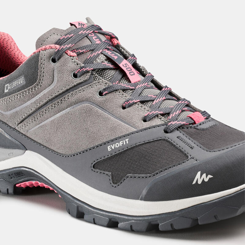 women-s-waterproof-walking-shoes-mh500-grey-pink-decathlon