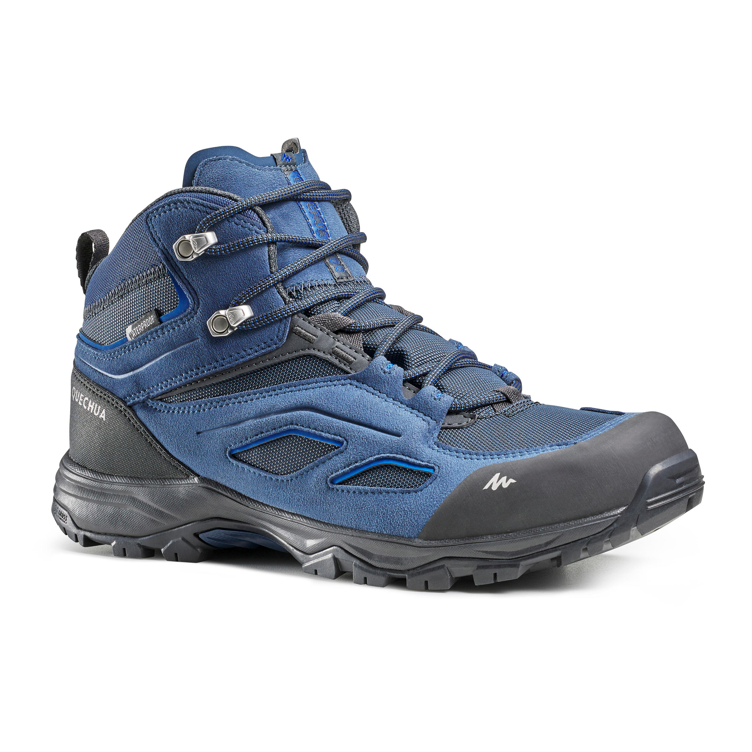 Waterproof mountain hiking boots - MH100 Mid Blue/black - Men