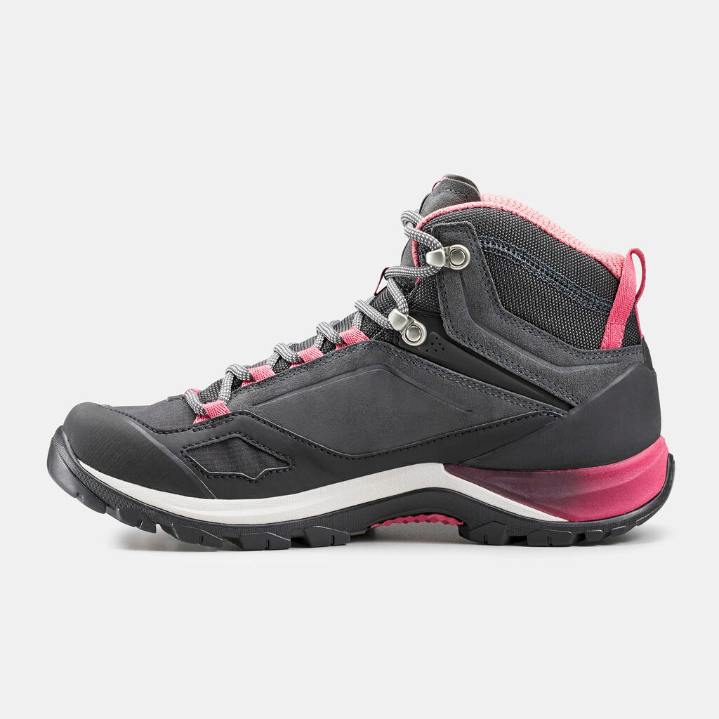 Women's waterproof mountain hiking boots - MH500 Mid - Pink/Grey