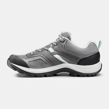 Chaussures de randonnée montagne - MH100 gris/vert- Femme