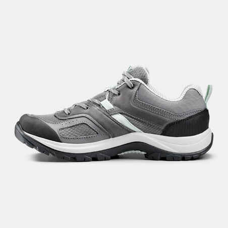 Women's mountain walking shoes - MH100 - Grey/Green