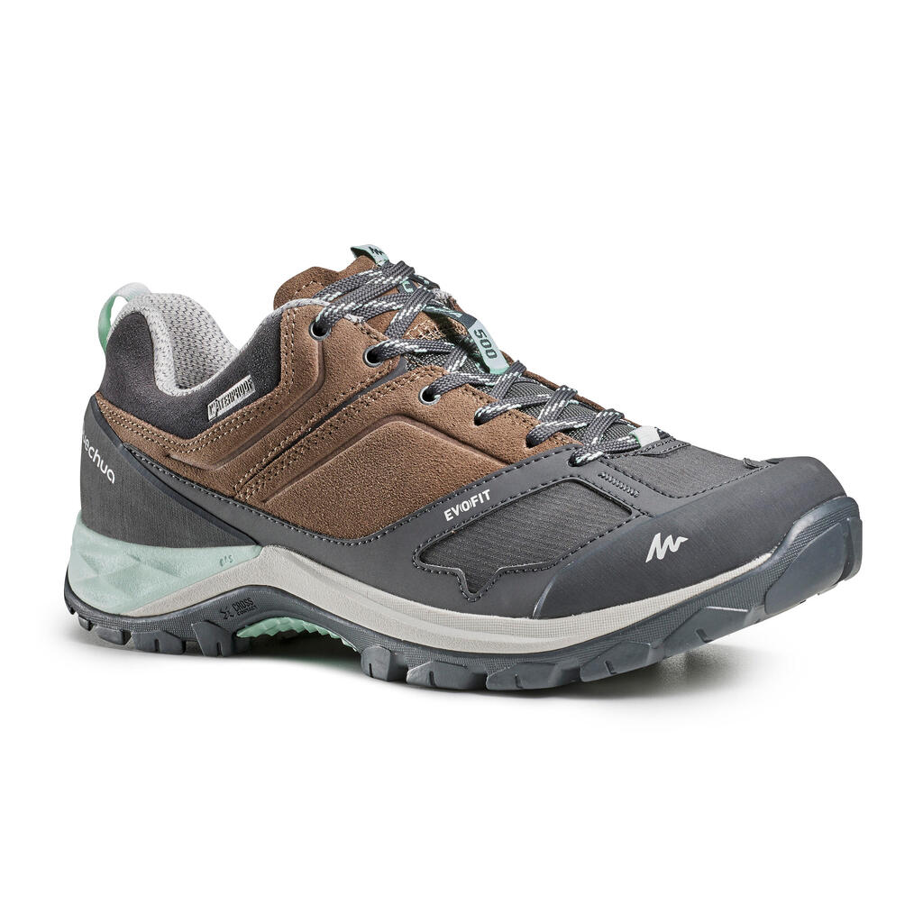 Women’s Mountain Walking Waterproof Shoes MH500 - beige/grey