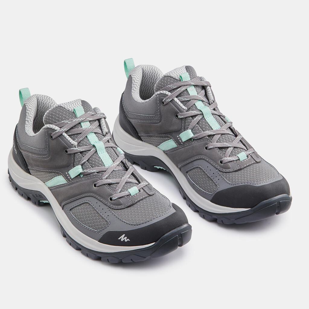 Women's mountain walking shoes - MH100 - Grey/Green