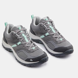 Chaussures de randonnée montagne - MH100 gris/vert- Femme