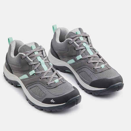 Women's mountain walking shoes - MH100 - Grey/Green