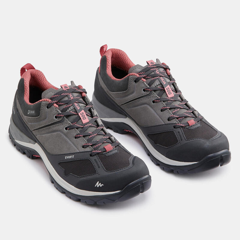 Chaussures imperméables de randonnée montagne - MH500 Gris/Rose- Femme