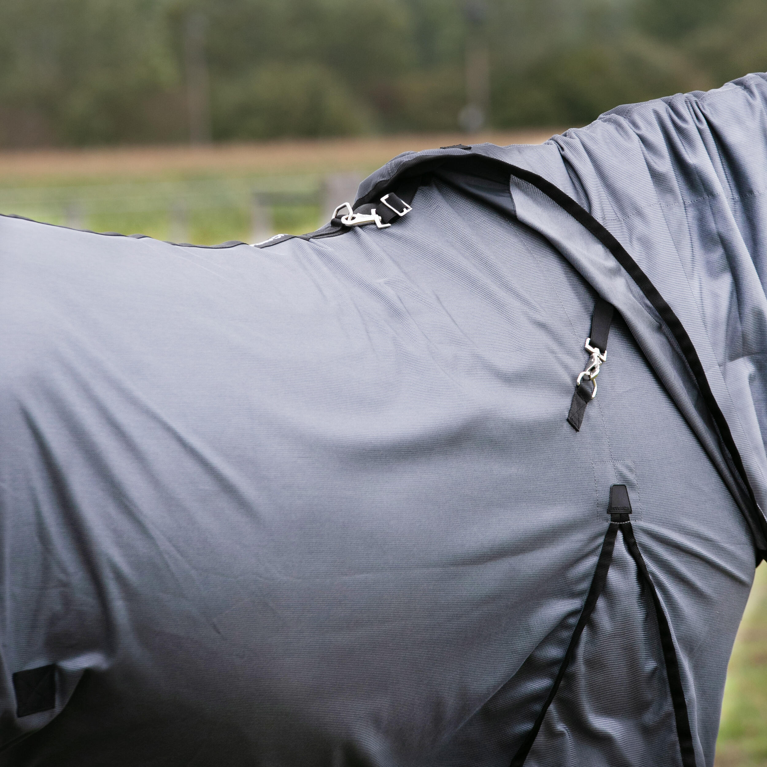 Chemise anti-mouche d'équitation pour cheval et poney - 100 gris - FOUGANZA