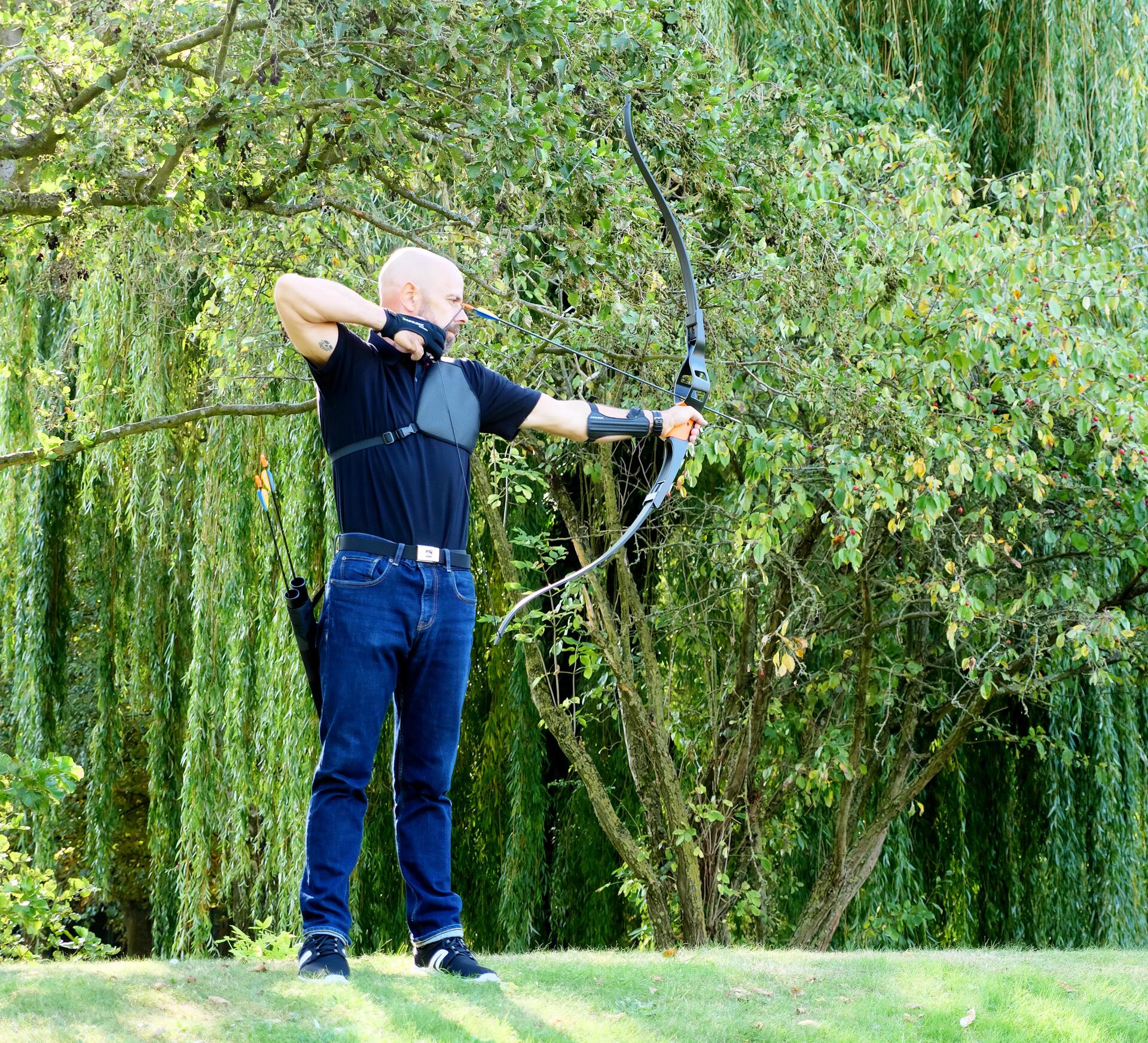 Man practicing archery.