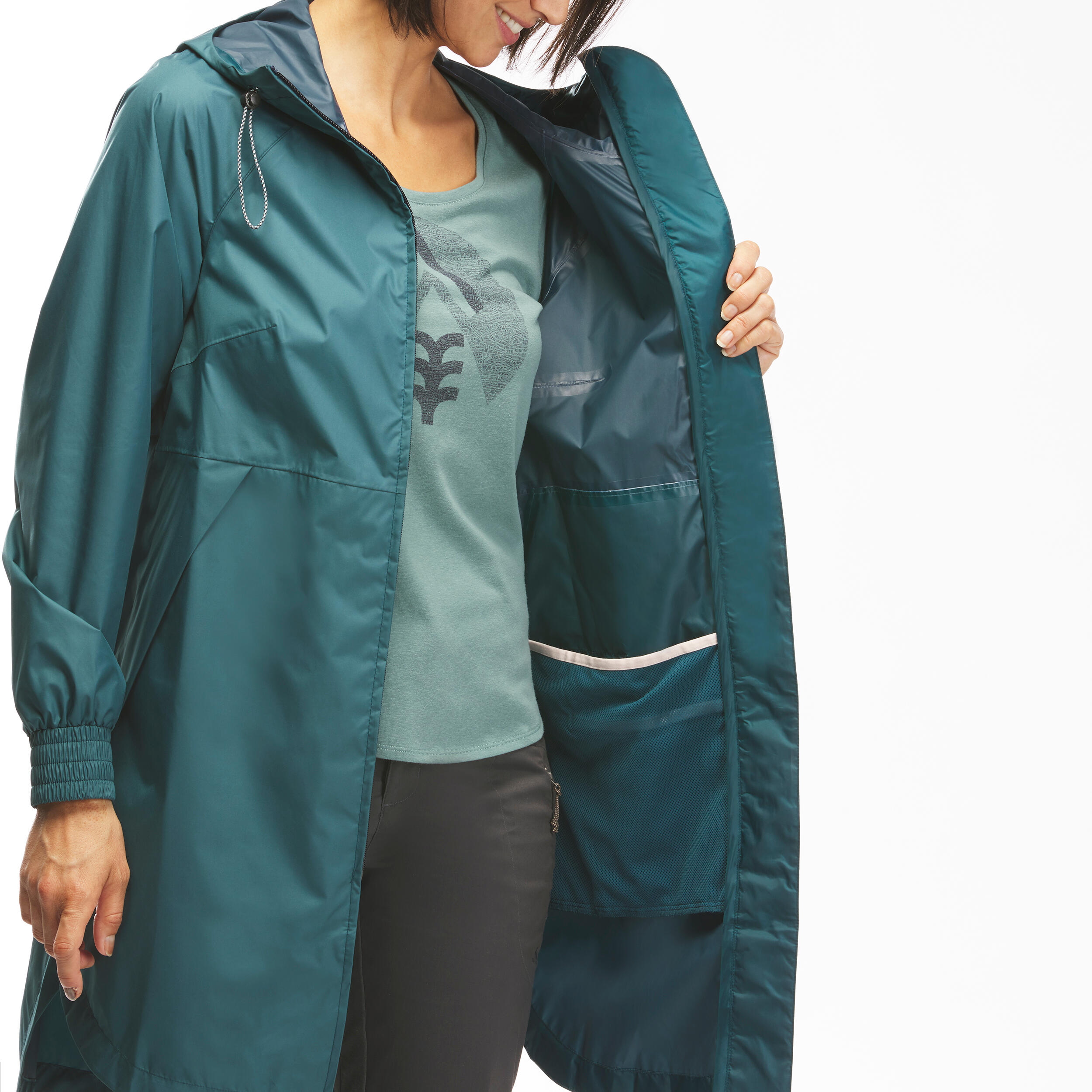 Women's Long Waterproof Hiking Jacket 