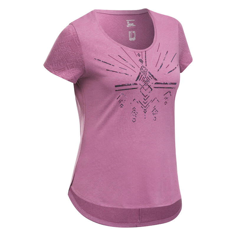 Camiseta de senderismo Mujer NH500 rosa