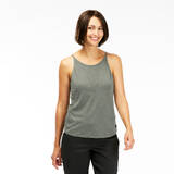 Women Sleeveless Tank Top Light Khaki - NH500