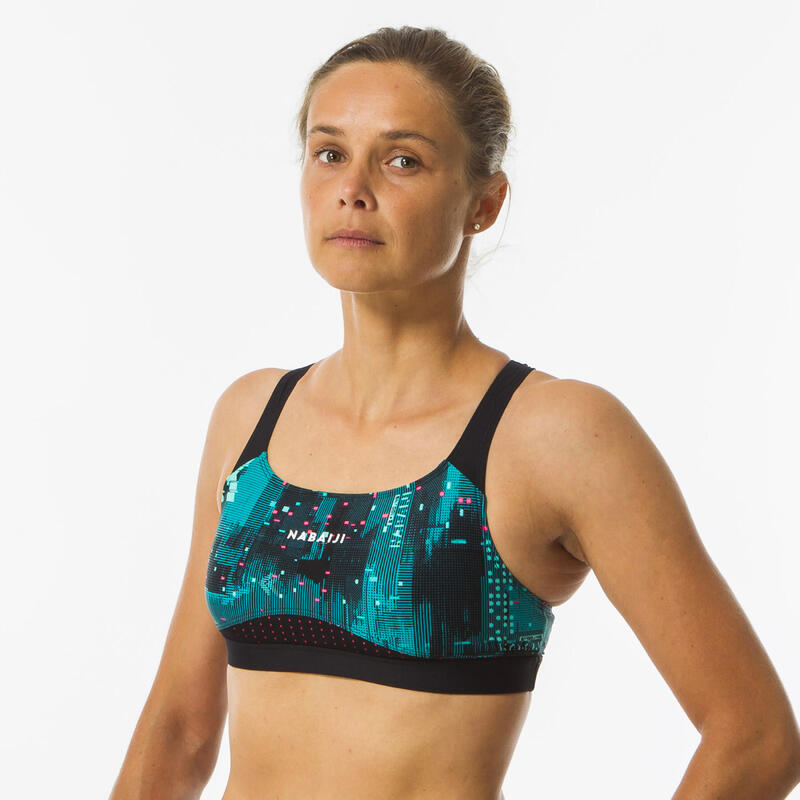 Haut de maillot de bain de natation femme All Map noir