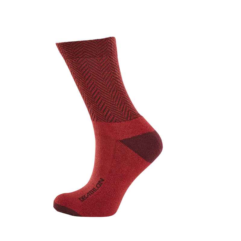 Winter Cycling Socks RoadR 500 Burgundy Decathlon