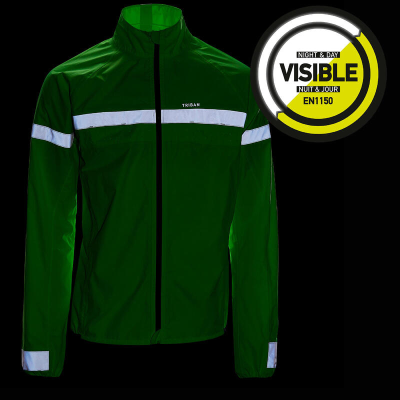 Veste vélo route manches longues coupe-pluie homme - RC120 visible EN1150