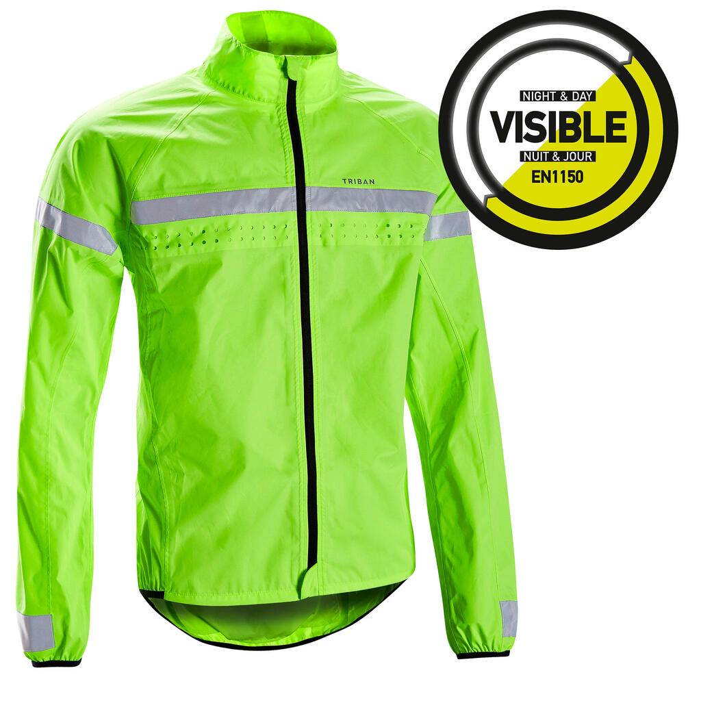 Regenjacke Rennrad langarm RC120 sichtbar EN1150 Herren neongelb