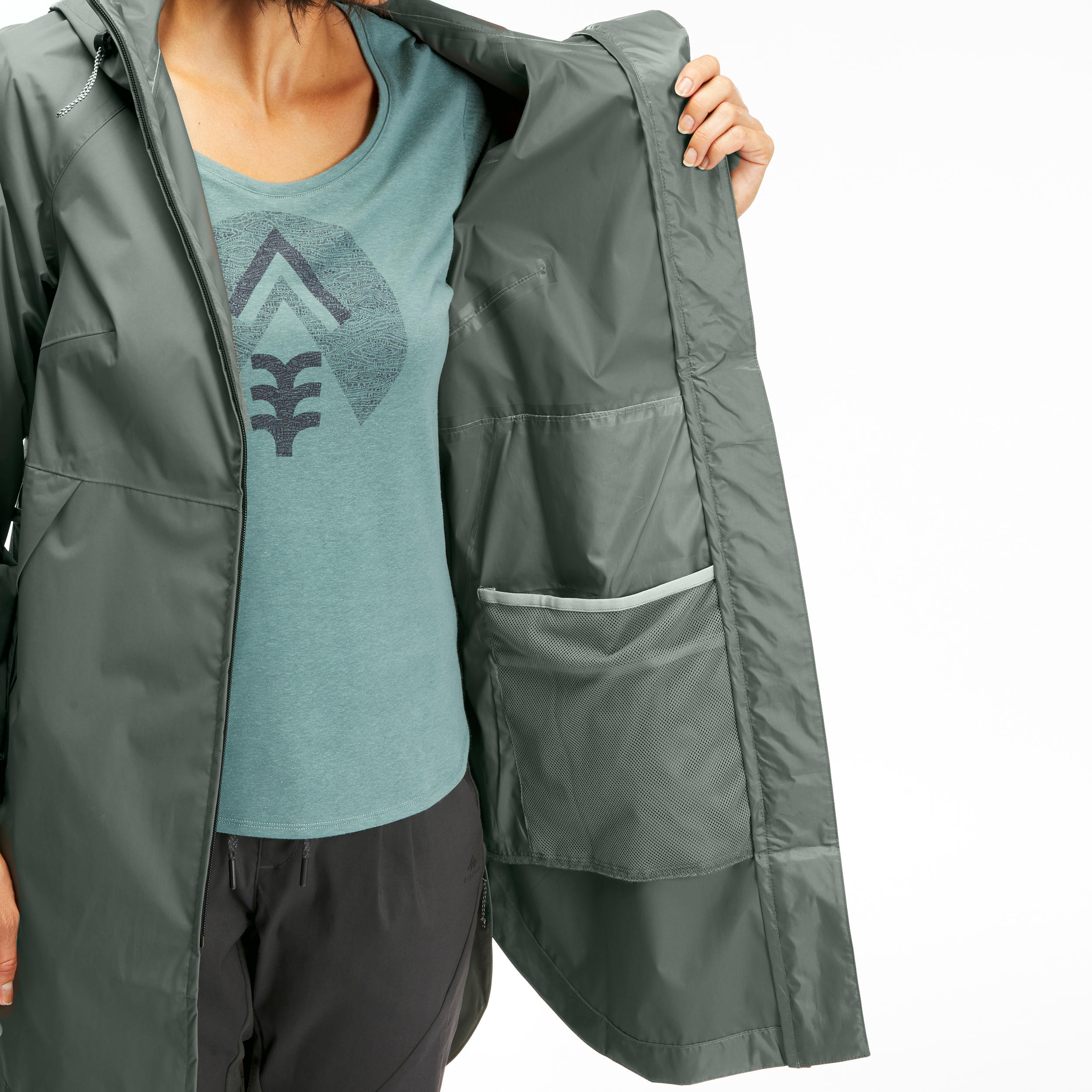 Women’s Waterproof Hiking Jacket, Raincut Long - QUECHUA