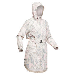 Chaqueta impermeable gabardina mujer montaña y trekking quechua beige capucha