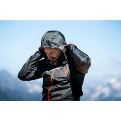 CHAQUETA CORTAVIENTOS TRAIL RUNNING HOMBRE GRIS/NEGRO MANGA LARGA ESTAMPADA  EVADICT | Decathlon