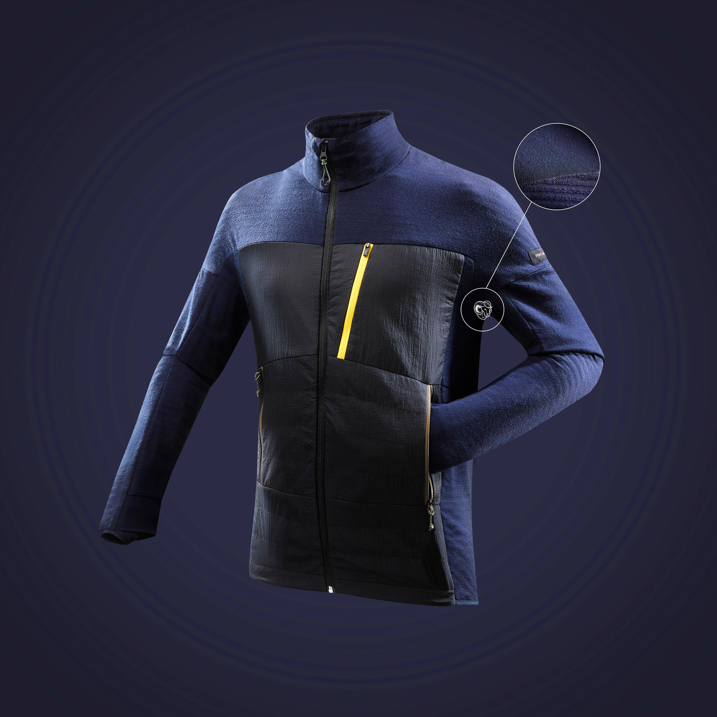 Men Merino Wool Trekking Jacket MT900 Black -  4