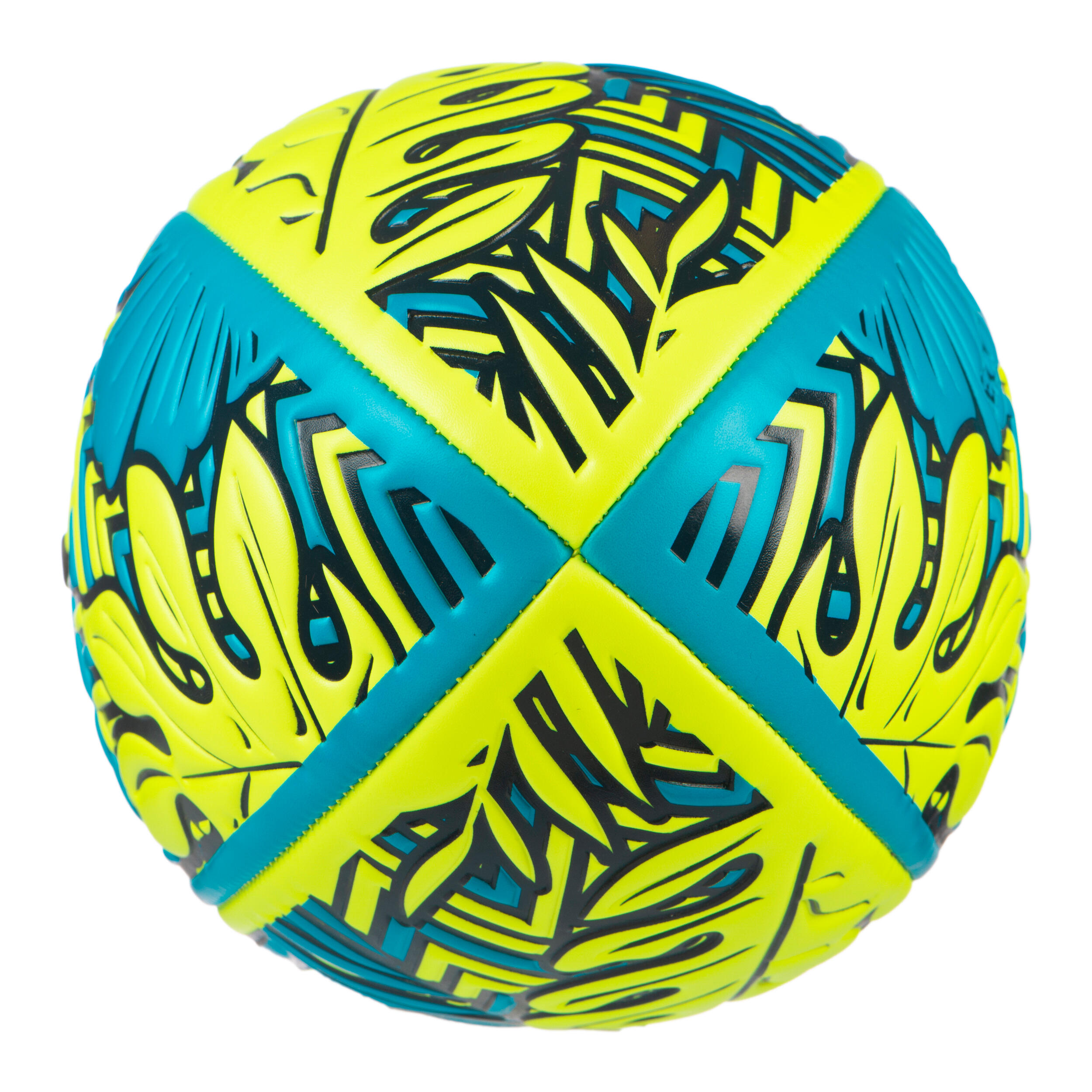 Beach Rugby Ball R100 Size 4 - Tropical Blue/Yellow 4/5