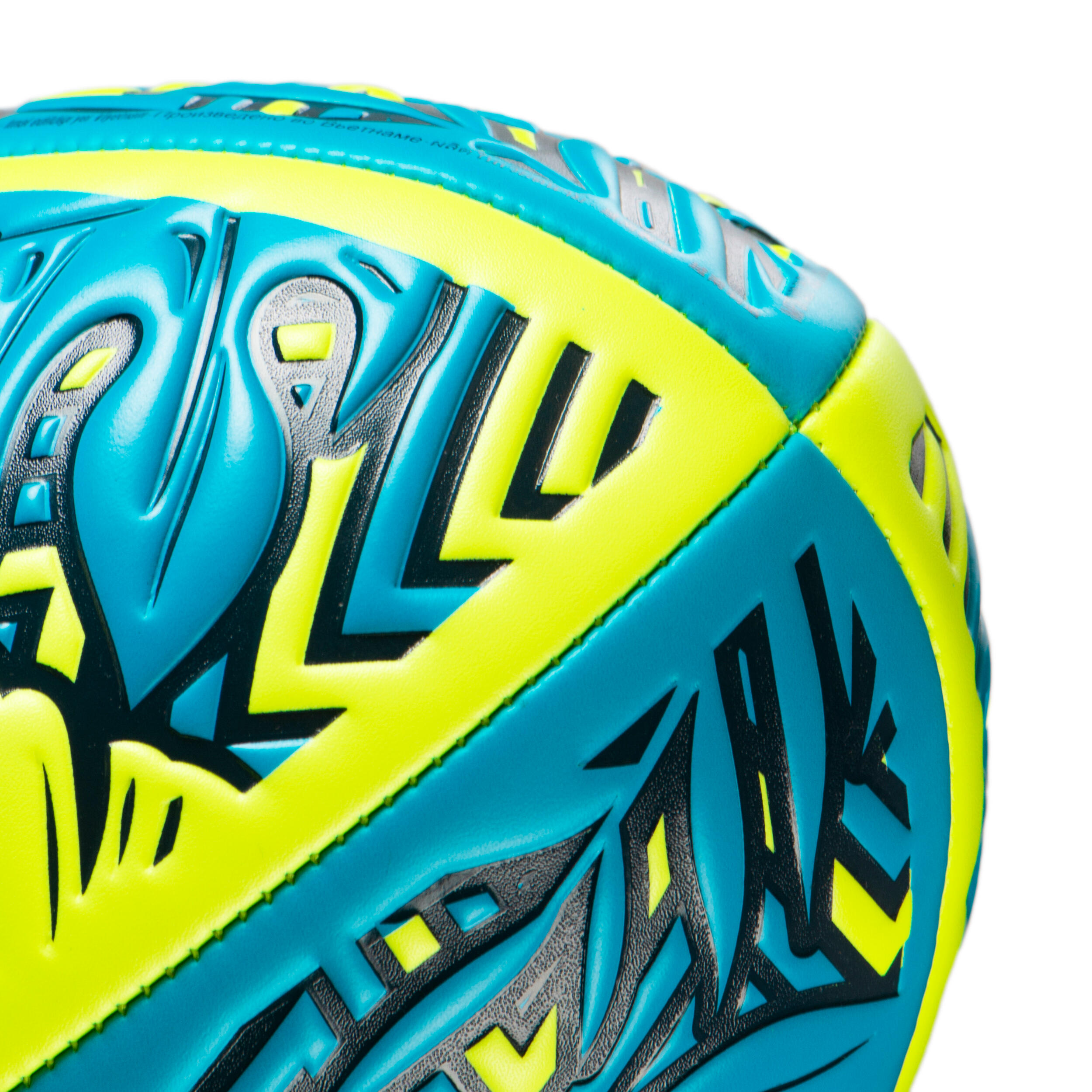 Beach Rugby Ball R100 Size 4 - Tropical Blue/Yellow 3/5