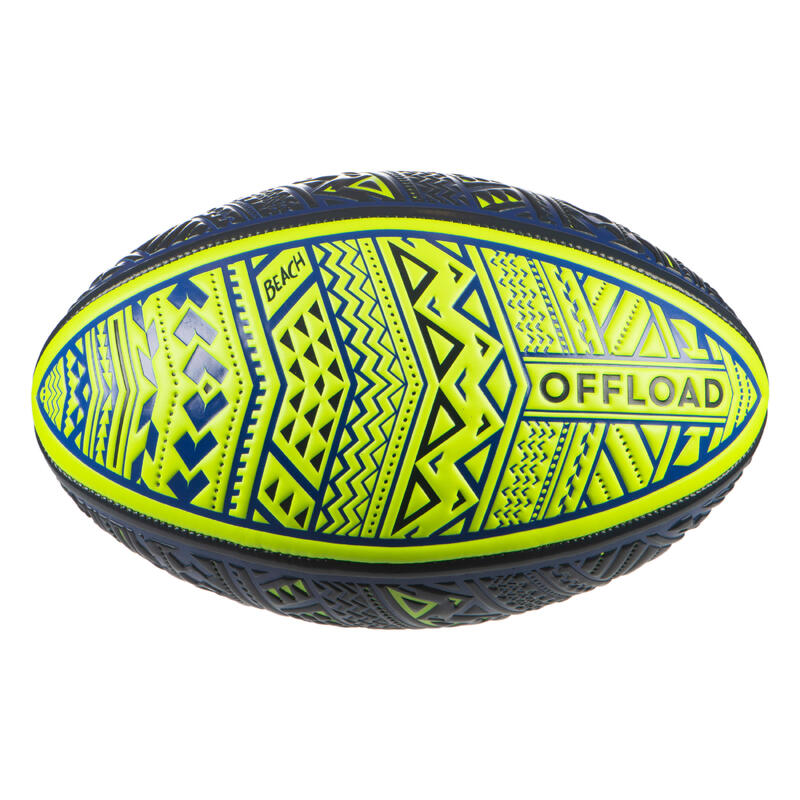 Ballon de beach rugby R100 taille 4 Maori bleu jaune