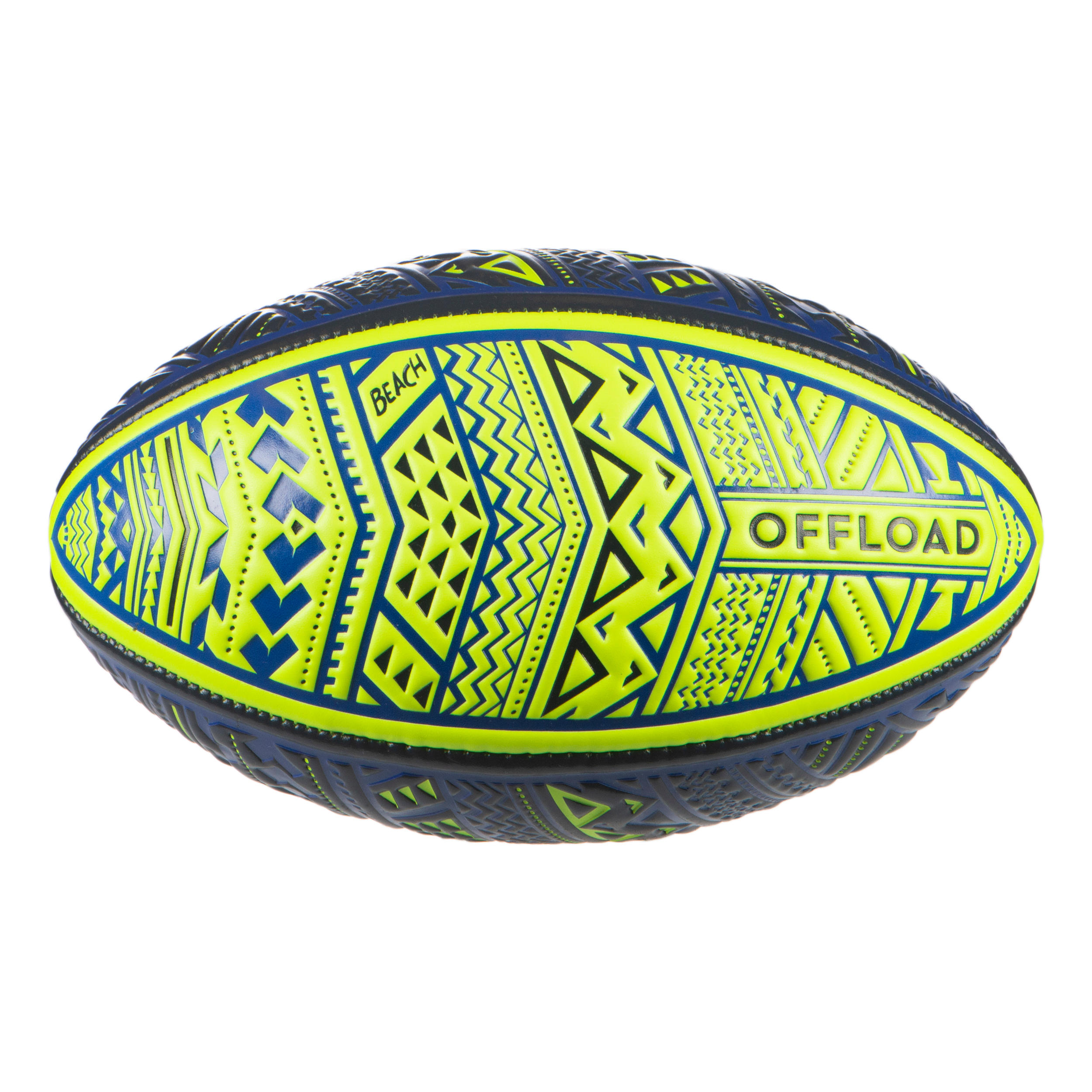 OFFLOAD Beach Rugby Ball R100 Midi Maori Size 1 - Blue/Yellow