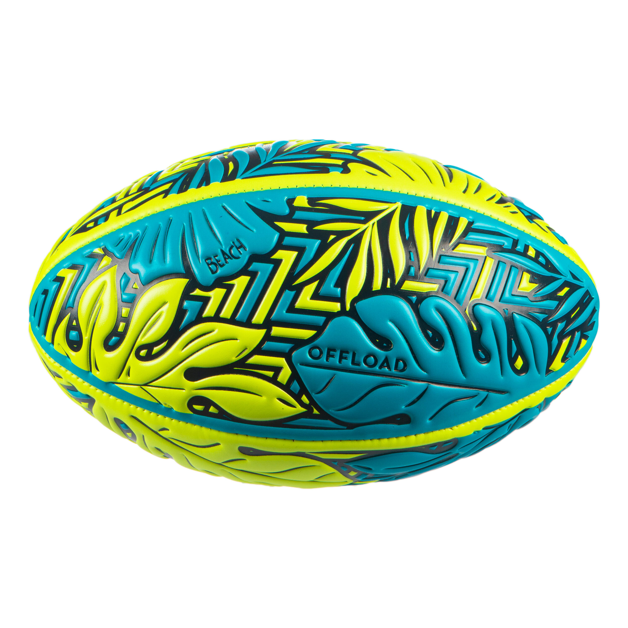 OFFLOAD Beach Rugby Ball R100 Midi Maori Size 1 - Blue/Yellow