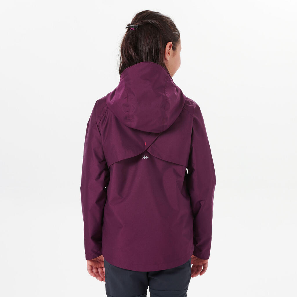 Kids’ Waterproof Hiking Jacket - MH500 Aged 7-15 - Plum