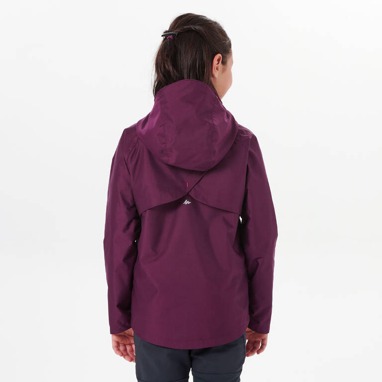 Kids’ Waterproof Hiking Jacket - MH500 Aged 7-15 - Plum