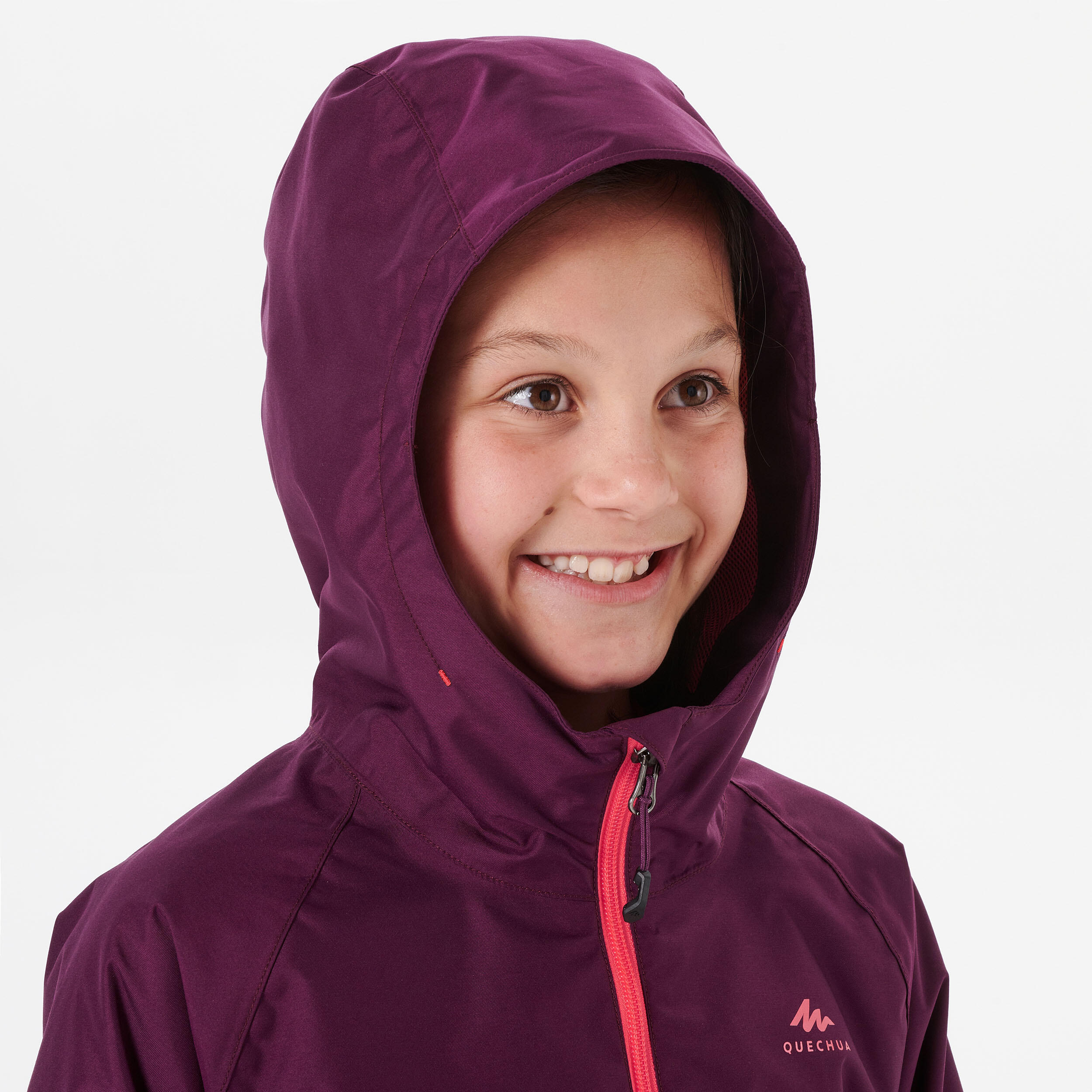 Kids’ Waterproof Hiking Jacket - MH500 Aged 7-15 - Plum 7/14