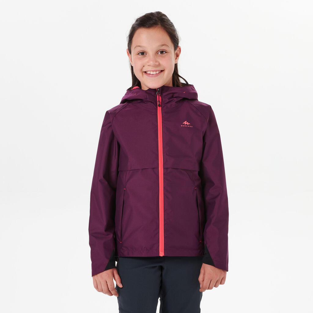 Wanderjacke Kinder Mädchen Bergwandern MH500 Wasserdicht Gr. 122–170 violett