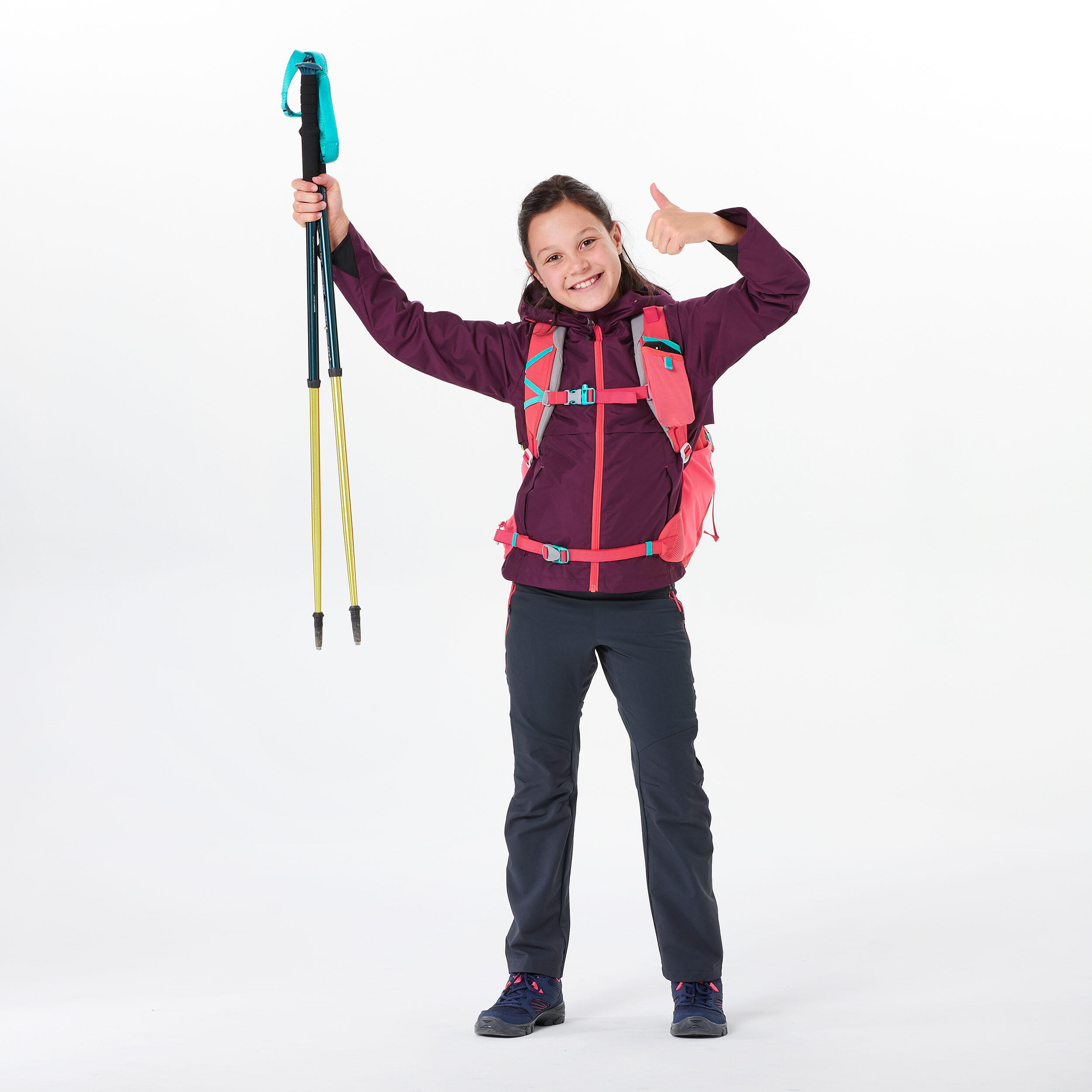 Kids’ Waterproof Hiking Jacket - MH500 Aged 7-15 - Plum 10/14