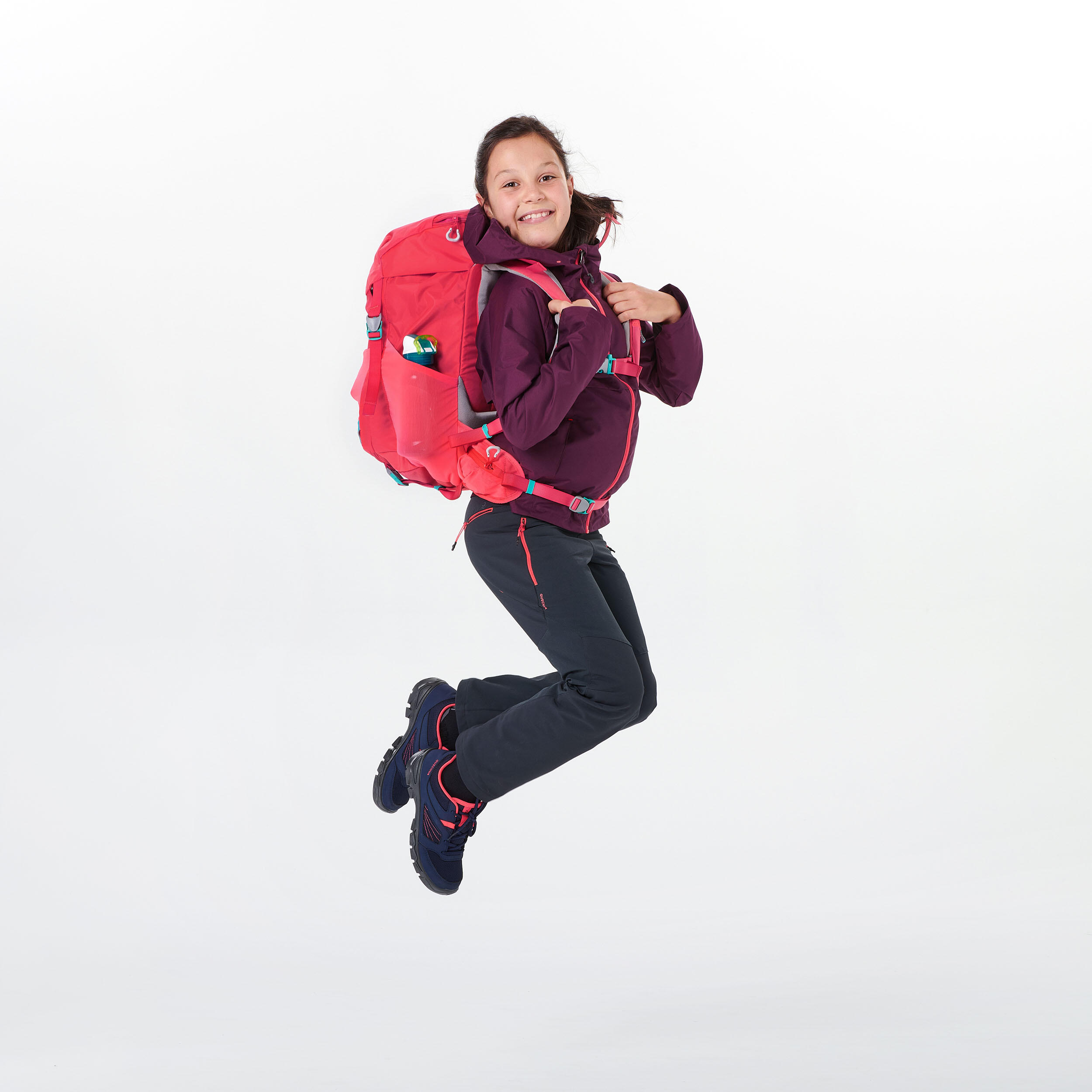 Kids’ Waterproof Hiking Jacket - MH500 Aged 7-15 - Plum 12/14