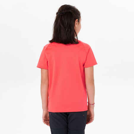 Camiseta montaña y trekking manga corta Niños 7-15 años  Quechua MH500 rosa