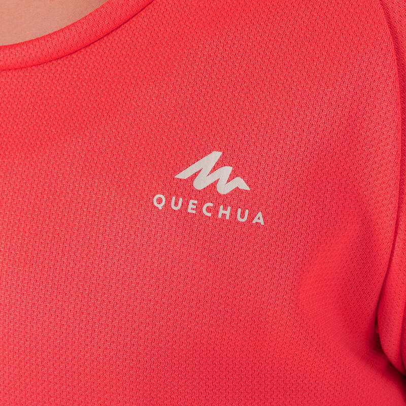 Camiseta montaña y trekking manga corta Niños 7-15 años Quechua MH500 rosa