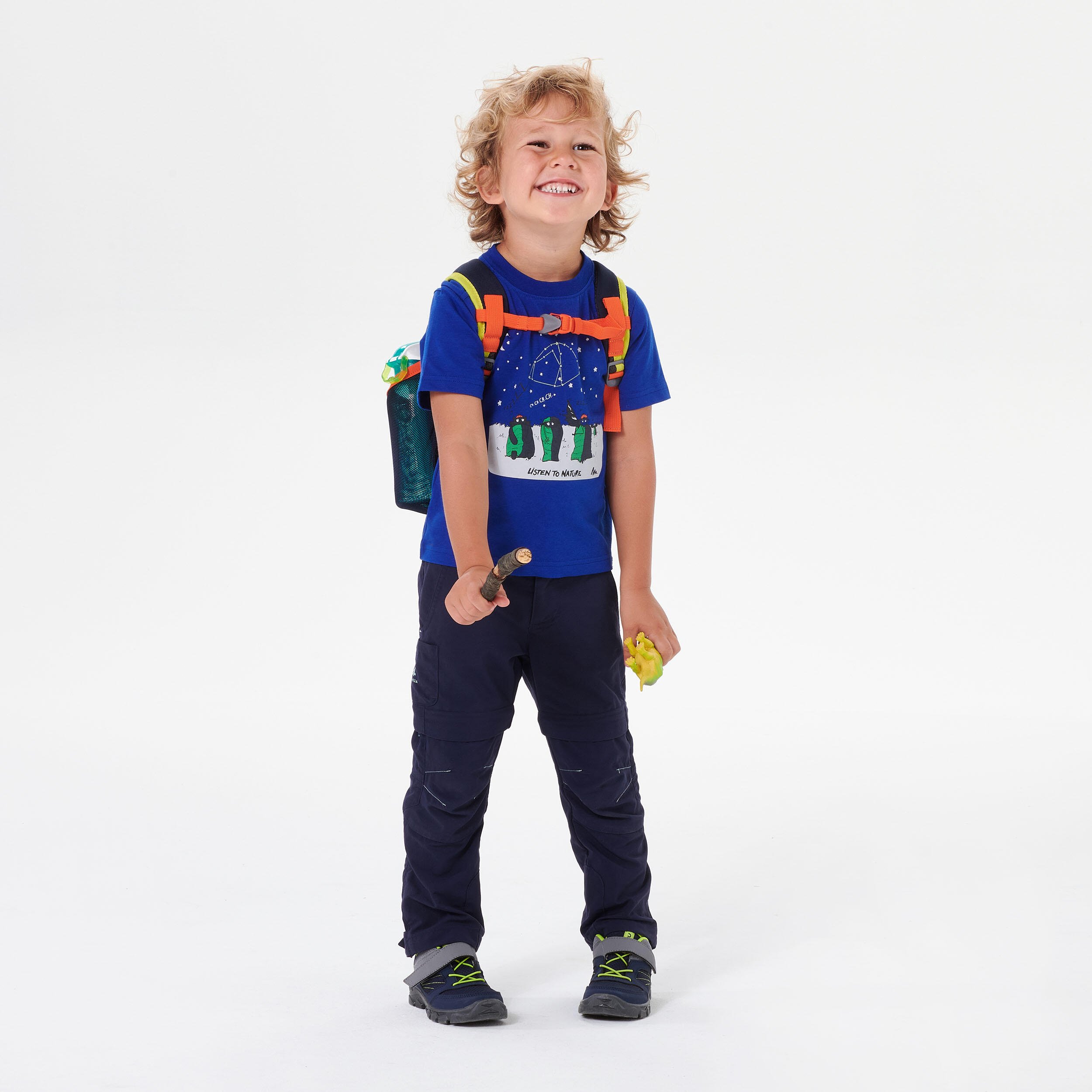 Kids' Hiking T-shirt MH100 2-6 Years - phosphorescent blue 3/5