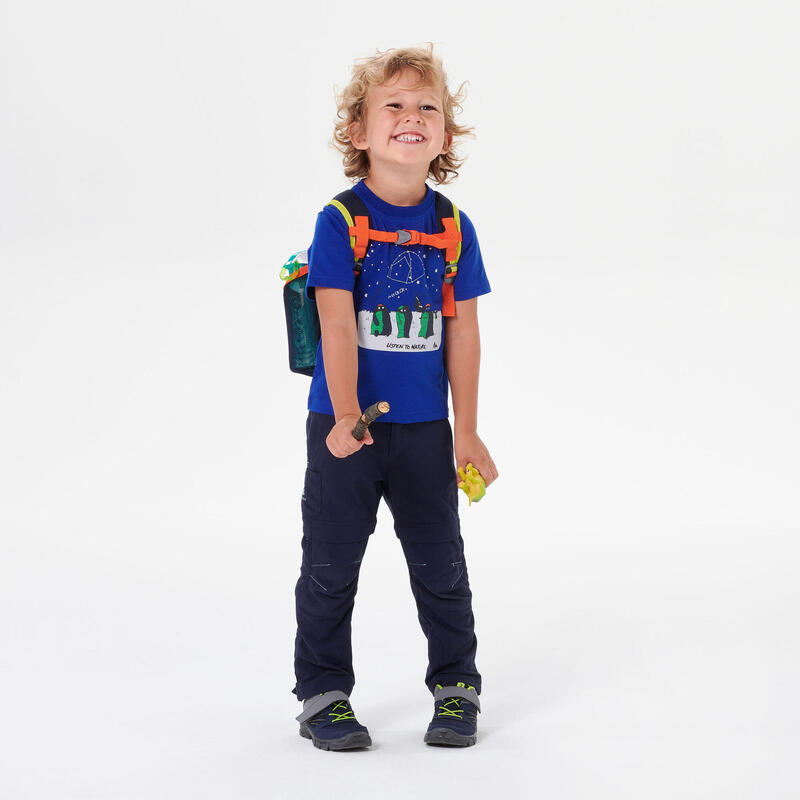 T-shirt de randonnée - MH100 bleu phosphorescent - enfant 2-6 ANS